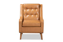Aurelie Tan Faux Leather Walnut Brown Lounge Armchair Baxton