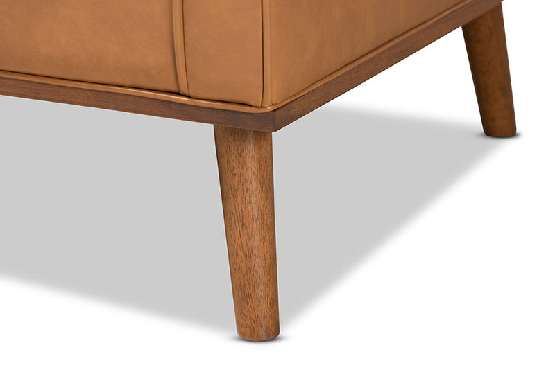 Aurelie Tan Faux Leather Walnut Brown Lounge Armchair Baxton