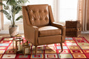 Aurelie Tan Faux Leather Walnut Brown Lounge Armchair Baxton