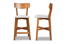 Maeron Gray Fabric Walnut Brown 2Pc Counter Stool Set Baxton