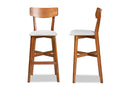 Maeron Gray Fabric Walnut Brown 2Pc Bar Stool Set Baxton