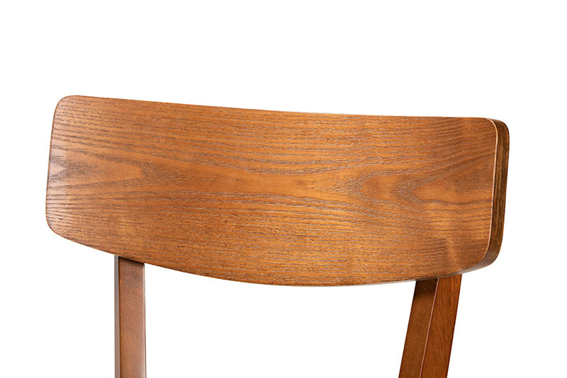 Maeron Gray Fabric Walnut Brown 2Pc Bar Stool Set Baxton