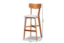 Maeron Gray Fabric Walnut Brown 2Pc Bar Stool Set Baxton