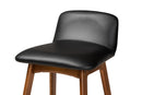 Ontario Black Faux Leather Walnut Brown 2Pc Counter Stool Set Baxton