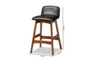 Ontario Black Faux Leather Walnut Brown 2Pc Counter Stool Set Baxton