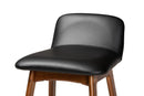 Ontario Black Faux Leather Walnut Brown 2Pc Bar Stool Set Baxton