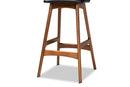 Ontario Black Faux Leather Walnut Brown 2Pc Bar Stool Set Baxton