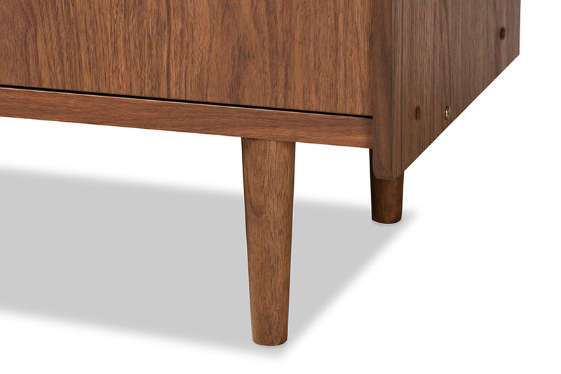 Adrina Mid-Century Modern Multicolor Walnut Brown and Gray Gradient Finished Wood 2-Door Dining Room Sideboard Buffet