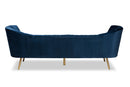 Mirna Navy Blue Velvet Fabric Upholstered and Gold Finished Sofa Baxton