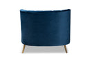 Mirna Navy Blue Velvet Fabric Upholstered and Gold Finished Chaise Baxton