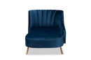 Mirna Navy Blue Velvet Fabric Upholstered and Gold Finished Chaise Baxton