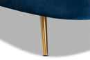 Mirna Navy Blue Velvet Fabric Upholstered and Gold Finished Chaise Baxton