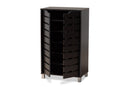 Micah Dark Brown 2-Door Shoe Storage Cabinet Baxton