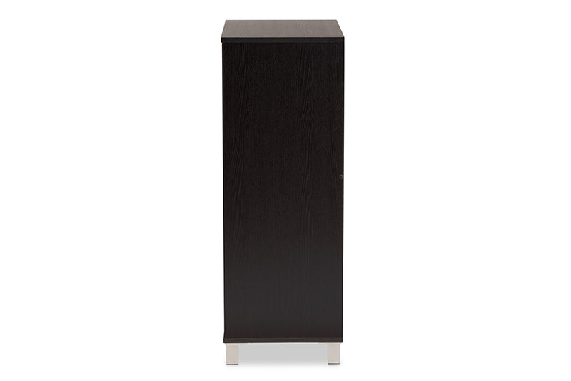 Micah Modern and Contemporary Dark Brown Finished Wood 2-Door Shoe Storage Cabinet