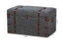 Veles Gray Fabric Upholstered Storage Trunk Ottoman Baxton