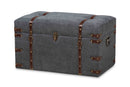 Veles Gray Fabric Upholstered Storage Trunk Ottoman Baxton