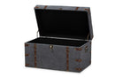 Veles Gray Fabric Upholstered Storage Trunk Ottoman Baxton