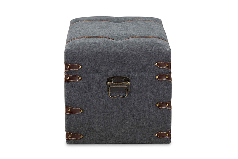 Veles Modern and Contemporary Gray Fabric Upholstered Storage Trunk Ottoman