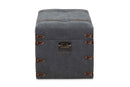 Veles Gray Fabric Upholstered Storage Trunk Ottoman Baxton