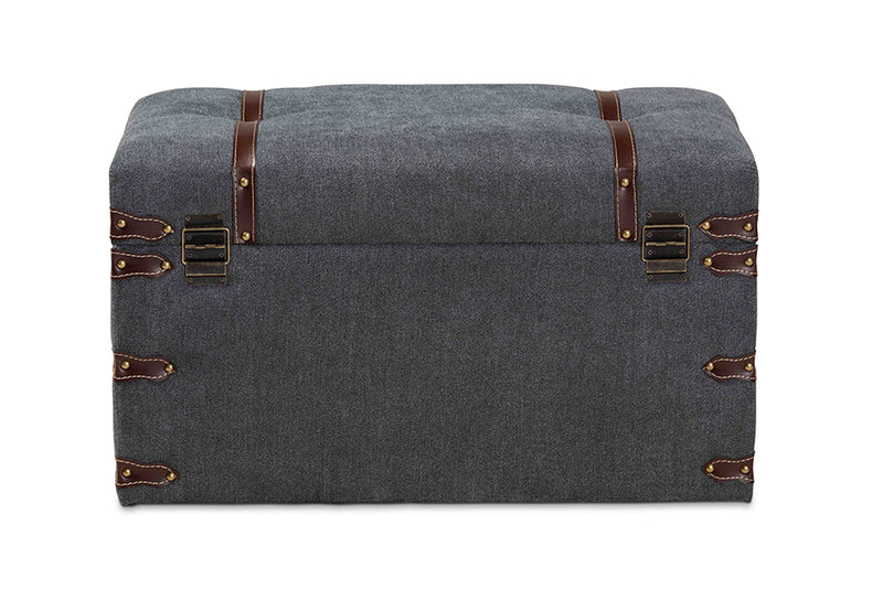 Veles Modern and Contemporary Gray Fabric Upholstered Storage Trunk Ottoman