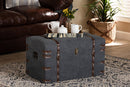 Veles Gray Fabric Upholstered Storage Trunk Ottoman Baxton