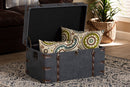 Veles Gray Fabric Upholstered Storage Trunk Ottoman Baxton