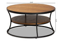 Borneo Walnut Brown and Black Finished Metal 1-Shelf Coffee Table Baxton