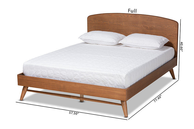 Sabit Mid-Century Walnut Brown Finished Wood Full Size Platform Bed