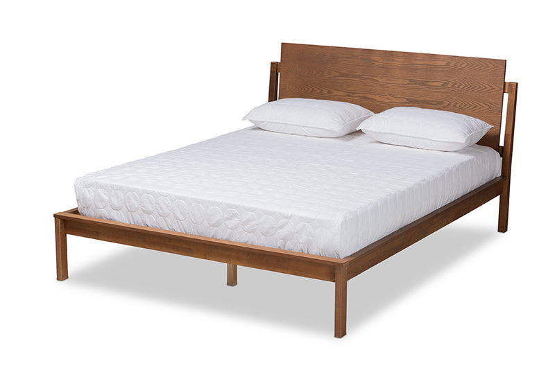 Lavin Modern and Contemporary Walnut Brown Finished Queen Size Platform Bed