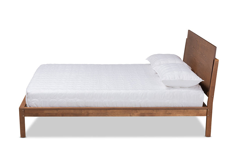 Lavin Walnut Brown Finished Queen Size Platform Bed Baxton