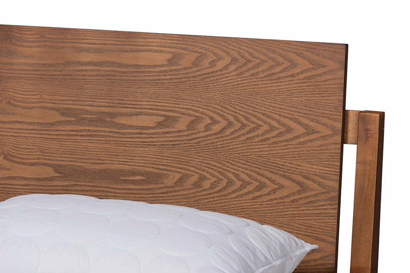 Lavin Modern and Contemporary Walnut Brown Finished Queen Size Platform Bed