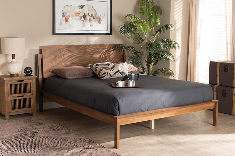 Lavin Modern and Contemporary Walnut Brown Finished Queen Size Platform Bed