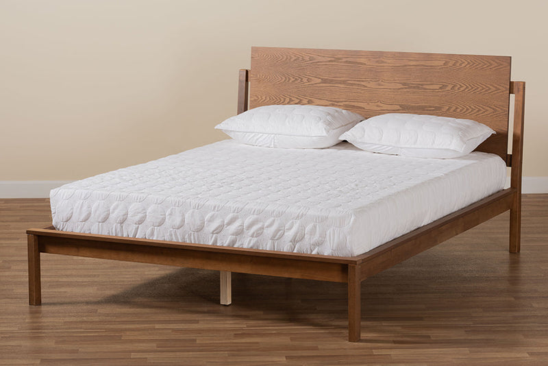 Lavin Walnut Brown Finished Queen Size Platform Bed Baxton