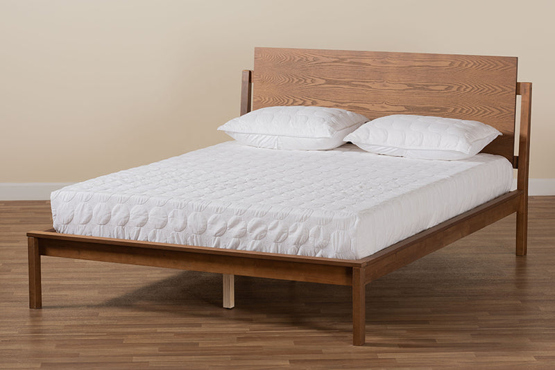 Lavin Modern and Contemporary Walnut Brown Finished Queen Size Platform Bed