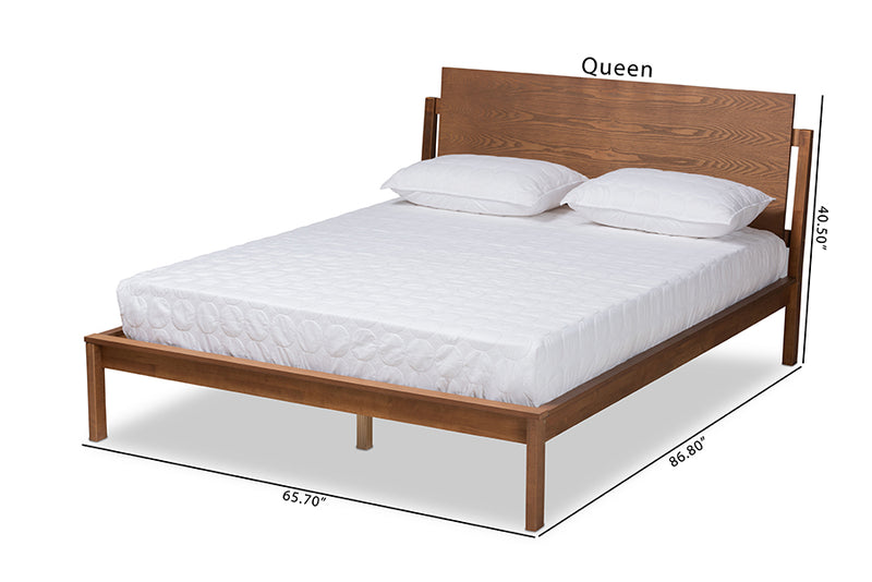 Lavin Modern and Contemporary Walnut Brown Finished Queen Size Platform Bed