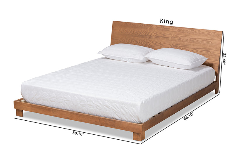 Viviana Modern and Contemporary Walnut Brown Finished Wood King Size Platform Bed