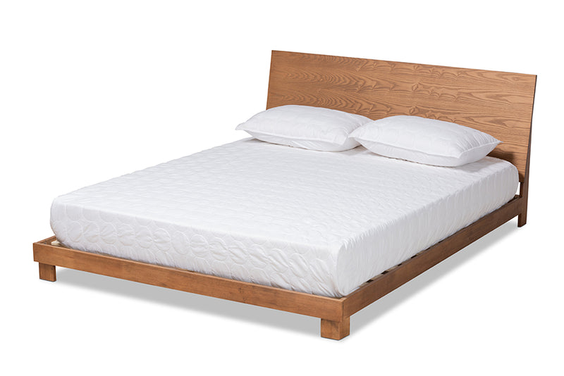 Viviana Modern and Contemporary Walnut Brown Finished Wood Queen Size Platform Bed