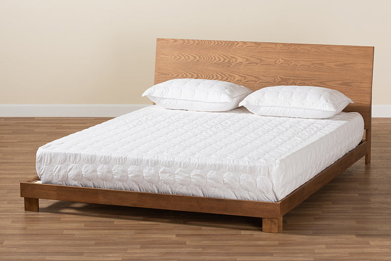 Viviana Modern and Contemporary Walnut Brown Finished Wood Queen Size Platform Bed