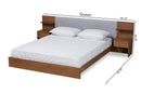 Emele Light Gray Fabric Walnut Brown Queen Storage Bed w/Built-In Nightstands Baxton
