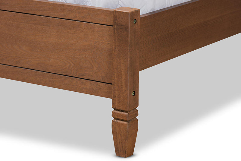 Pandora Walnut Brown and Synthetic Rattan Full Size Platform Bed Baxton