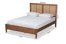 Pandora Walnut Brown and Synthetic Rattan Queen Size Platform Bed Baxton