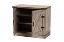 Afton Farmhouse Oak Brown 2-Door Shoe Storage Cabinet Baxton