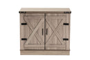 Afton Farmhouse Oak Brown 2-Door Shoe Storage Cabinet Baxton