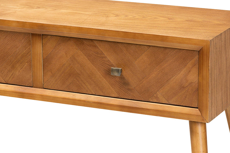 Lovy Natural Brown 2-Drawer Console Table Baxton