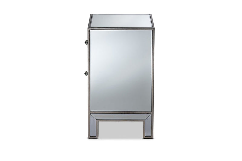 Senna Mirrored 2-Drawer End Table Baxton