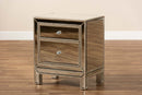 Senna Mirrored 2-Drawer End Table Baxton