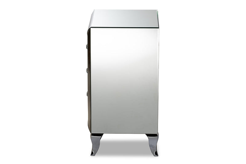 Irma Mirrored 3-Drawer End Table Baxton