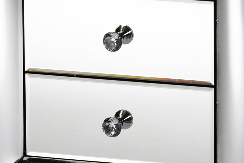 Irma Mirrored 3-Drawer End Table Baxton