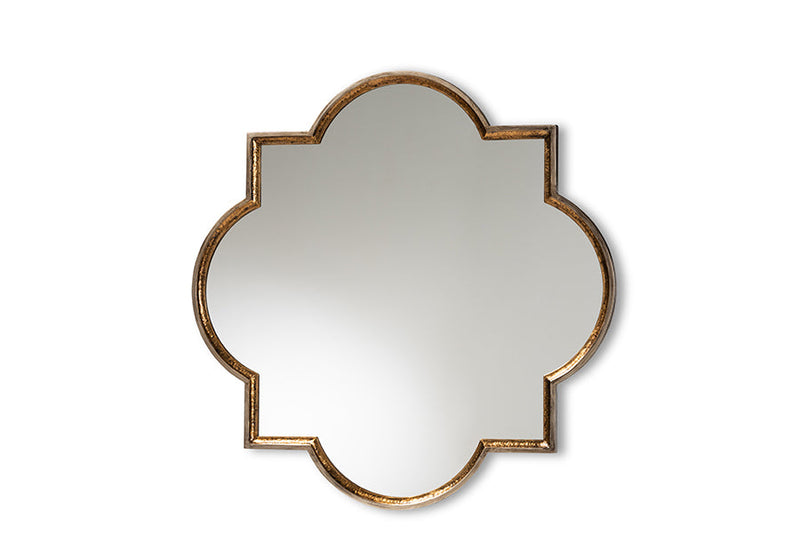 Holton Antique Bronze and Gold Finished Metal Quatrefoil Accent Wall Mirror Baxton