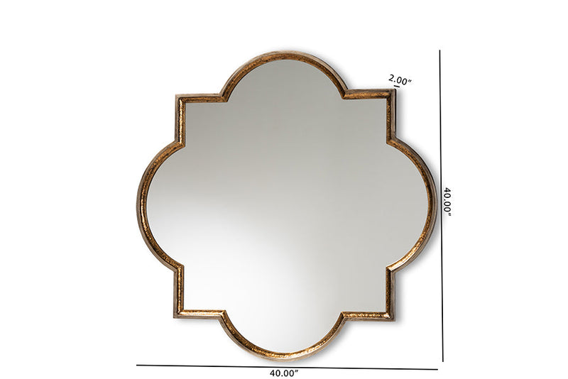 Holton Antique Bronze and Gold Finished Metal Quatrefoil Accent Wall Mirror Baxton